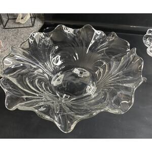 Cambridge CAPRICE Glass Centerpiece Bowl Footed Ruffled Clear Crystal 1950s